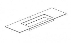 BRENTA TS45 Столешница из Solid Surface 100х49,6хh1,2 см, с раковиной "DLine" 80 см, белый мини 1