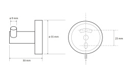 BEMETA GRAPHIT Двойной крючок 55x55x50 мм, графит мини 3 2