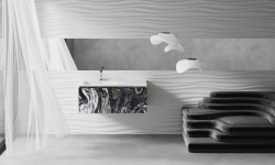 Salini ONDA FLOW SQUARE Столешница до 2000х700х10 мм с раковиной 520х360, ДК, S-Stone- белый матовый мини 3 9