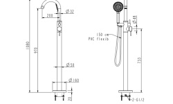 NEMO ROUND Смеситель напольный для ванны с ручным душем, CHROME PLATED мини 3 2