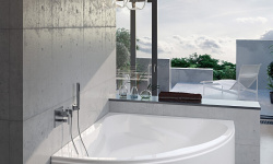 RIHO NEO Ванна акриловая угловая, 140x140 см, 235 л, белый мини 3 4