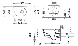 DURAVIT Viu Унитаз подвесной Rimless, 370x570 мм, белый мини 3 3