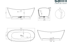Salini NOEMI 185 Ванна свободностоящая 1860×815×715 мм, S-Sense - белый глянец мини 3 2