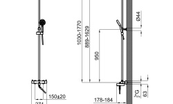 NOKEN TEC ROUND Душевая стойка термостатическая с изливом для ванны, черный матовый мини 3 2
