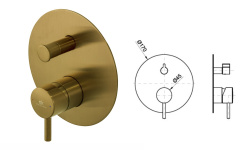 NOKEN PACK EYE Душевой комплект со смесителем, потолочной лейкой с хромотерапией, браш. золото мини 3 8