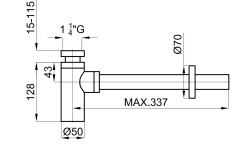 NOKEN Сифон для раковины, браш. нержавеющая сталь мини 3 2