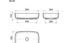 WHITECROSS Jasper Раковина накладная, 58x38хH14 см, SolidSurface белый матовый мини 3 4