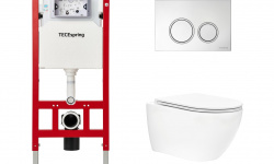 TECEspring R Комплект с подвесным унитазом, сиденьем, панелью смыва, белый/хром глянцевый/хром мини 1
