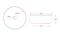 ART CERAM COGNAC Раковина на столешницу Ø42 см, glossy white мини 3 5