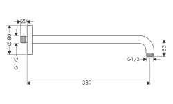 HANSGROHE Держатель верхнего душа 38,9 см, хром мини 3 2
