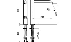 NOKEN ROUND Cмеситель для раковины H306 мм, 3/8”, 5 л/мин, без ДК, черный мини 3 2