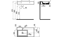 NOKEN ESSENCE C Раковина подвесная с чашей слева, 80 см, с переливом, белый мини 3 2