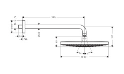 HANSGROHE RAINDANCE Верхний душ Raindance Select S 300 2jet, с держателем 390 мм, ½’, хром мини 3 2