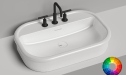 Salini OPERA Раковина накладная 750х500х160 мм, с переливом, БЕЗ ДК, S-Sense - RAL глянцевый мини 1