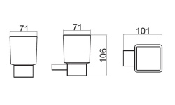 NOKEN URBAN C Стакан настенный, стекло/черный мини 3 2