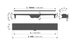 ALCA APZ10 Душевой лоток с порогами для перфорированной решетки, выпуск горизонт., черный матовый мини 3 2