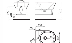 NOKEN TONO Биде подвесное, с креплениями, 1 отв., белый мини 3 2