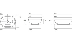 KERASAN FLO F10 Раковина накладная 70x44 см, без отверстий, белый мини 3 3