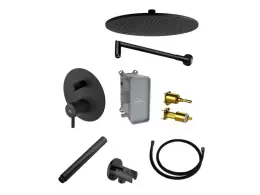 NOKEN PACK RONDO Душевой комплект со смесителем и верхним душем Ø30 см, черный матовый
