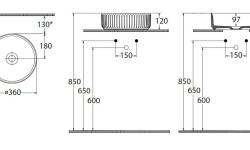 ALLEN BRAU Fantasy Line Раковина керамическая накладная, Ø360 мм, белый мини 3 8