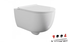 ALICE UNICA Комплект: Унитаз подвесной aliFlush, 52х35 см, с сиденьем SC, крепежом, белый глянцевый мини 1