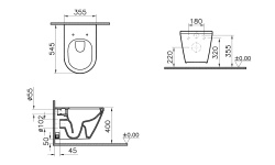VITRA Integra Round Унитаз подвесной безободковый, 54,5х35,5 см, белый мини 3 2
