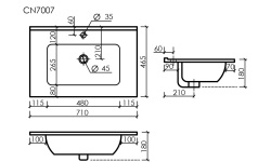 CERAMICANOVA Element Раковина накладная 710х465х180 мм, 1 отв., с переливом, белый мини 3 2