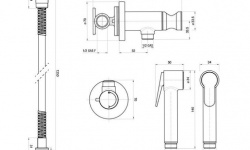 BOSSINI PALOMA BRASS Комплект гигиенический: прогрессивный смеситель, лейка, шланг, Satin Nickel мини 3 2