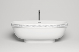 Salini GRECA MEANDER Ванна свободностоящая  1790x790x610 мм, S-stone - матовый, белый с декором
