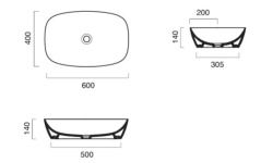 CATALANO Alvea Раковина накладная, 60x40 см, без отверстия, без перелива, белый глянцевый мини 3 3