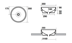 KERASAN CENTO Умывальник круглый 35 см, накладной или встраиваемый, белый мини 3 4
