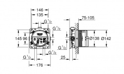 GROHE Grohtherm SmartControl Термостатический смеситель на 1 выход в комплекте со скрытой част, хром мини 3 3