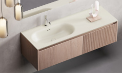 Salini ONDA FLOW OVAL 72 Столешница 800-3000x165 мм с раковиной 700х400 мм, ДК, S-Stone- белый мат мини 3 5