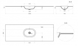 Salini ONDA EDGE OVAL Столешница до 2000х700х10 мм с раковиной 520х360, ДК, S-Stone- RAL матовый мини 3 2