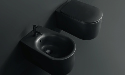 KERASAN NOLITA Унитаз подвесной БЕЗОБОДКОВЫЙ в комплекте с крепежом WB9N, Nero matt мини 3 3