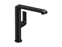 RAVAK FLAT FL 016.20 Смеситель для раковины высокий H261 мм с поворотным изливом, черный матовый