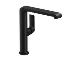 RAVAK FLAT FL 016.20 Смеситель для раковины высокий H261 мм с поворотным изливом, черный матовый