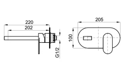 NOKEN HOTELS Внешняя часть, встроенного смесителя для раковины с керамическим картриджем 35 мм, хром мини 3 2