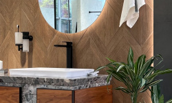 MIA ITALIA Tango Комплект: тумба с раковиной, 64 matt canaletto walnut/110 BRECCIA ALBA/bianco lucid мини 3 5