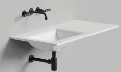 Salini ONDA FLOW SQUARE Столешница до 2000х700х10 мм с раковиной 520х360, ДК, S-Stone- белый матовый мини 1