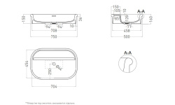 Salini OPERA Раковина накладная 750х500х160 мм, с переливом, БЕЗ ДК, S-Sense - RAL глянцевый мини 3 3
