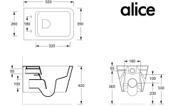 ALICE HIDE Унитаз подвесной, форма-квадрат, белый матовый мини 3 5
