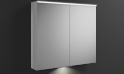 BURGBAD Зеркальный шкаф с горизонтальной светодиодной подсветкой, 900х800х170 мм, серый мини 1