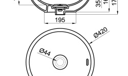 NOKEN FORMA RONDO Раковина Ø42см полуутопленная с преливом, сливной клапан «clicker» керамика, белый мини 3 2