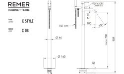 REMER X STYLE Однорычажный напольный смеситель для ванны, matt black мини 3 3