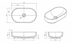KNIEF ELLIPSE Shape Раковина накладная 550x320x140 мм без перелива, без отверстия, хром/20 Turmalin мини 3 9