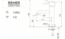REMER X STYLE Смеситель для раковины без ДК, вылет 111 мм, matt black мини 3 3