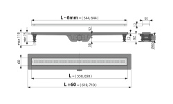 ALCA SIMPLE 550 Душевой лоток с перфорированной решеткой и опорами, выпуск горизонтальный, хром мини 3 2