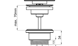 NOKEN Донный клапан незапираемый, универсальный, с белой керамической накладкой мини 3 2