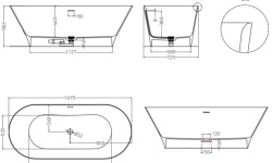 Salini Mona Ванна свободностоящая 1695x725x582 мм, S-Stone - матовый, RAL полностью/ДК RAL мини 3 7